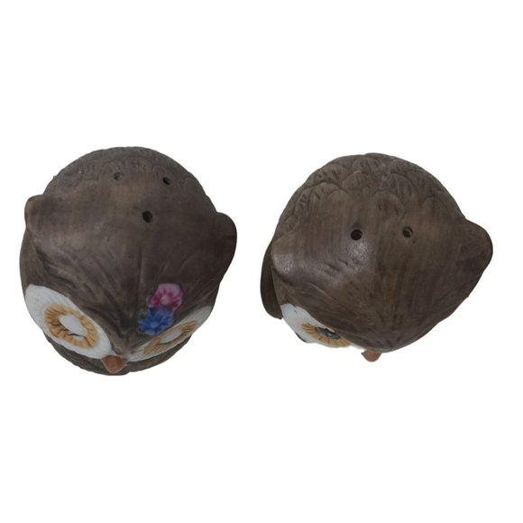 Cute Owl Salt and Pepper Shaker Set - Big eyed Pair of Ceramic Shakers - Picture 3 of 7